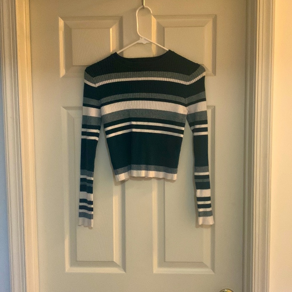 Used Green Ribbed Crop Sweater